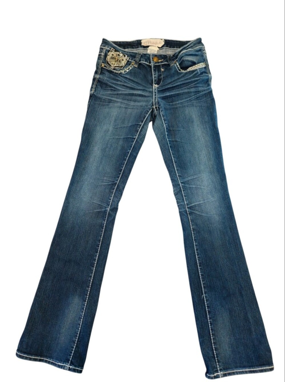 Hydraulic Bailey Slim Boot Y2K Fleur de Lis Rhinestone Jeans Size 8